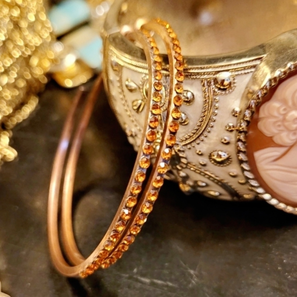 Amber Crystal Large Hoop Earrings